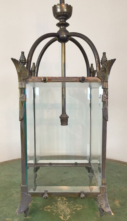 An Aesthetic Movement Lacquered Brass Hall Lantern Circa 1880 in the Style of Christopher Dresser.