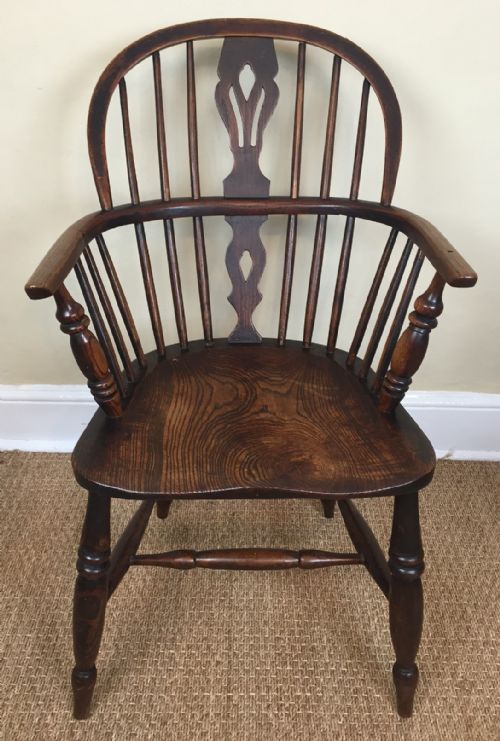 A Thames Valley Ash and Elm Lowback Windsor Armchair Circa 1840