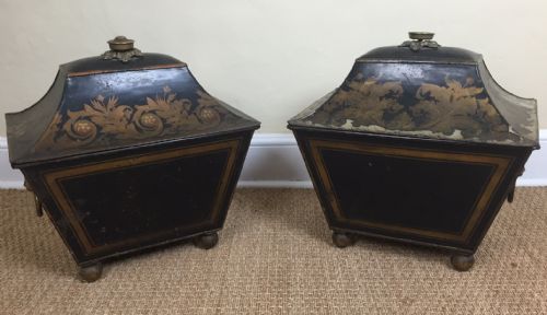 A Pair of Regency Toleware Log Bins Circa 1815