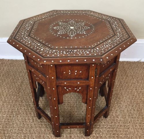 A Hoshiapur Bone Inlaid Shisham Wood Table Northern India Circa 1900.