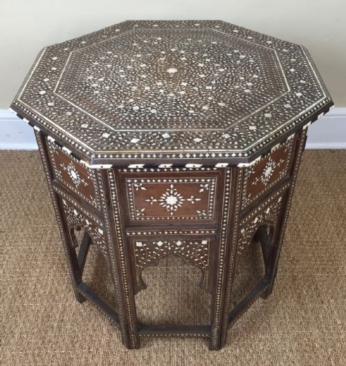 A Large Hoshiapur Bone Inlaid Shisham Wood Table Northern India Circa 1880