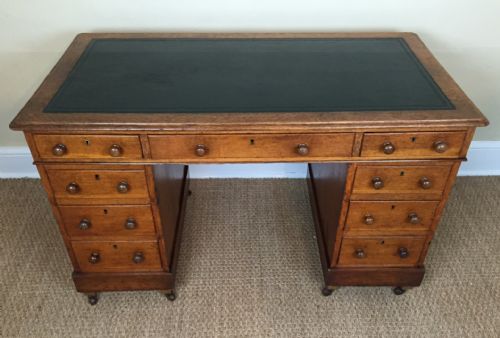 A Victorian Oak Pedestal Desk Circa 1880