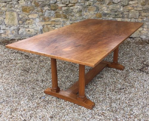 A Large Walnut Arts and Crafts Refectory Table C 1930