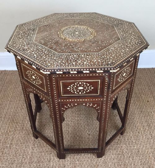 A Large Hoshiapur Octagonal Bone Inlaid Table. Northern India Circa 1890