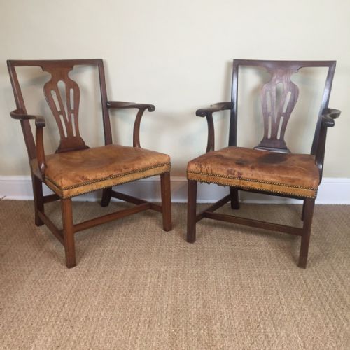 A Large Pair of Early George 111 Walnut Armchairs Circa 1770