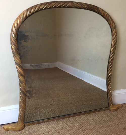 A William IV Cartouche Shape Rope Twist Overmantel Mirror Circa 1835