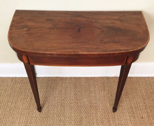 A George 111 Mahogany and Boxwood D-shaped Card Table Circa 1790