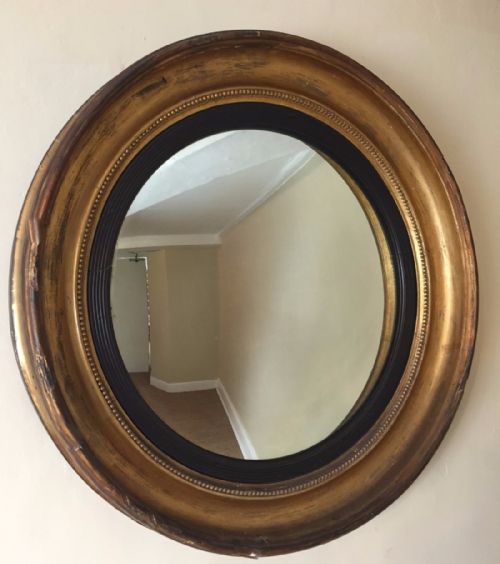 A Good Size George IV Gilt Wood Convex Mirror Circa 1830