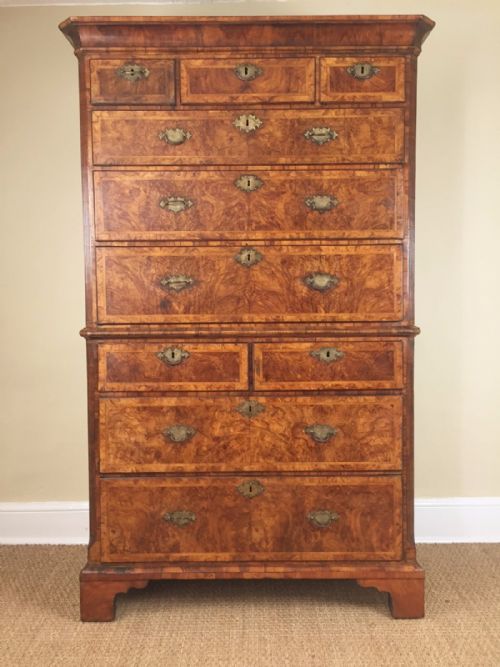 A George 1 Burr Walnut Tallboy C 1715