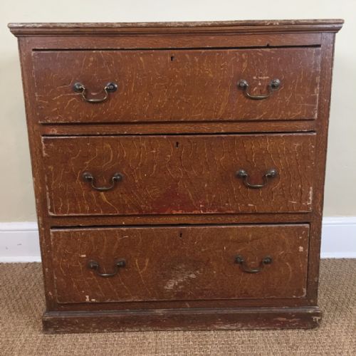 A Late Georgian Painted Pine Simulated Oak Small Chest of Drawers Circa 1830