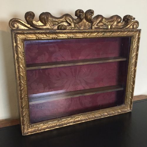 A Mid 19th Century Florentine Carved Gilt Wood Hanging Wall Cabinet
