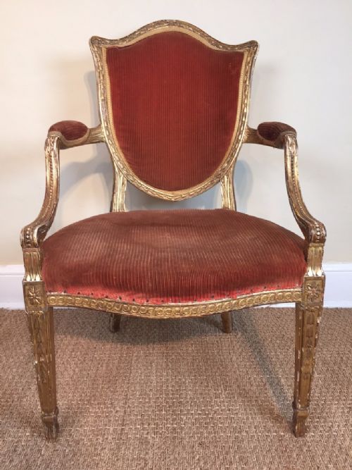 A George 111 Giltwood Armchair C 1775 in the French Hepplewhite Taste
