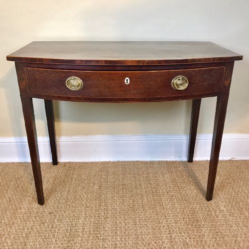 A George 111 Mahogany and Inlaid Sheraton Period Bowfront Sidetable Circa 1790.