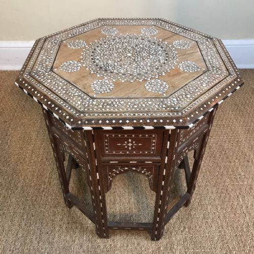 A Hoshiarpur Bone Inlaid Shisham Wood Table. Northern India Circa 1880.