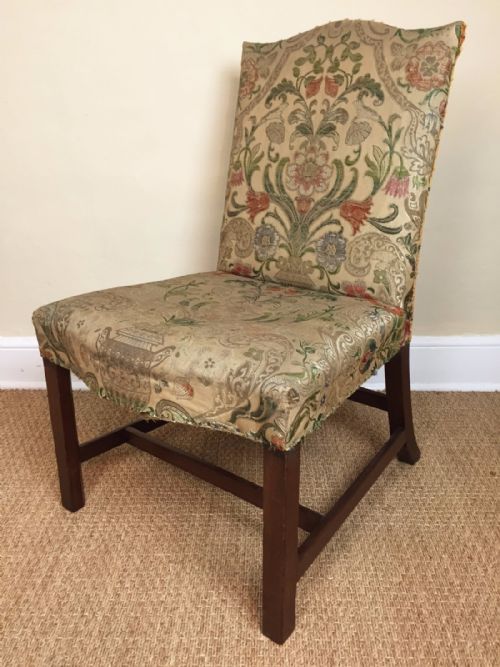 A George 111 Mahogany Side Chair Circa 1770 with the Original Silk Brocade Upholstery.
