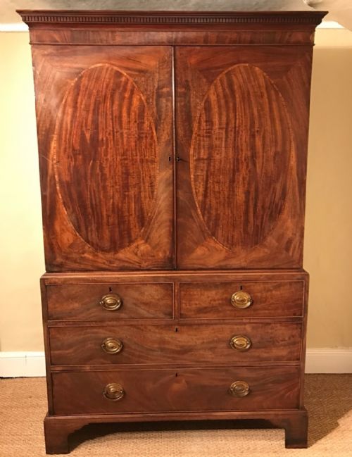 A George 111 Mahogany Linen Press Circa 1800