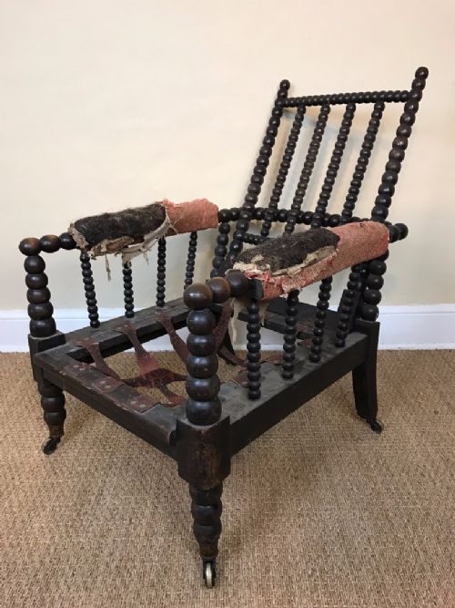 A Rare Mid 19th Century Reclining Beech Bobbin Chair Circa 1860