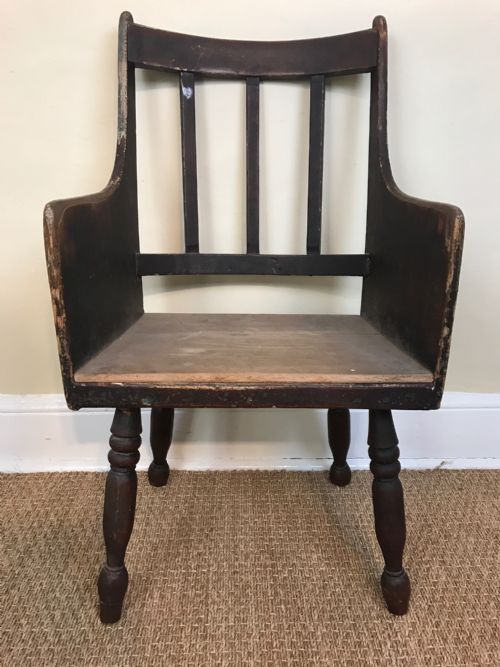 An Unusual Primitive Mid 19th C Century Painted Derbyshire Chair.
