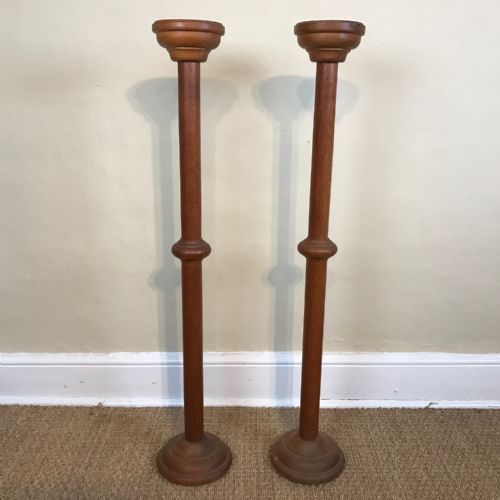 A Pair of Arts and Crafts Oak Candle Stands Circa 1910