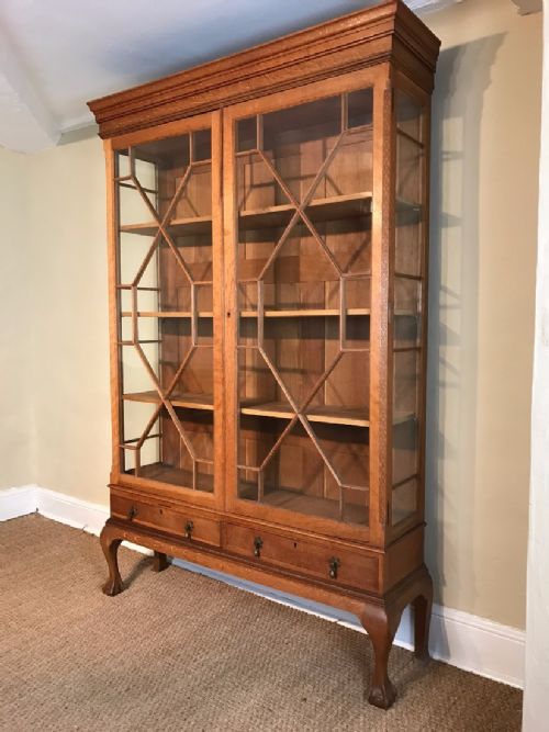 An Edwardian Honey Oak Display Cabinet C 1910