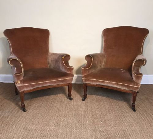 A Large Pair of Edwardian Mahogany Library Chairs Circa 1905