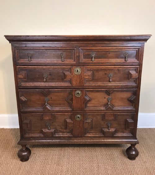 A Jacobean Oak Block Fronted Chest of Drawers Circa 1680