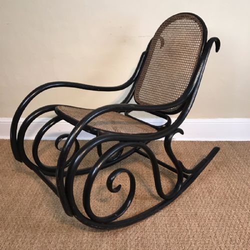 An Early 20th C Bentwood Ebonised Rocking Chair Attributed to Thonet C1910