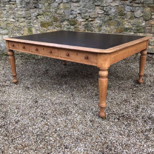 A Large Victorian Dry Oak Partners Writing Table Circa 1880