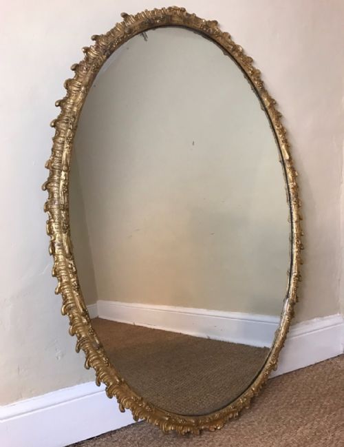 A Large Mid 19th C Oval Gilt Mirror Circa 1850
