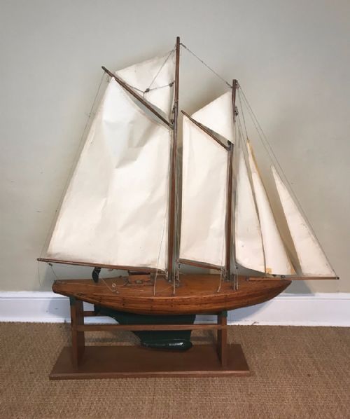 A Large Edwardian Wooden Pond Yacht Circa 1910