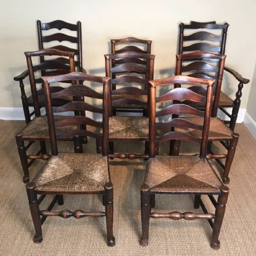 A Set of 8 Late 18th C Cheshire Ladder Back Chairs