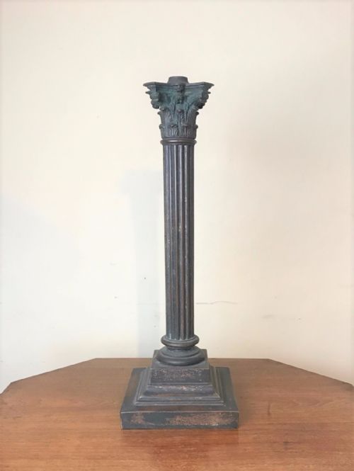 A Late 19th C Bronzed Brass Corinthian Column Table Lamp Circa 1890