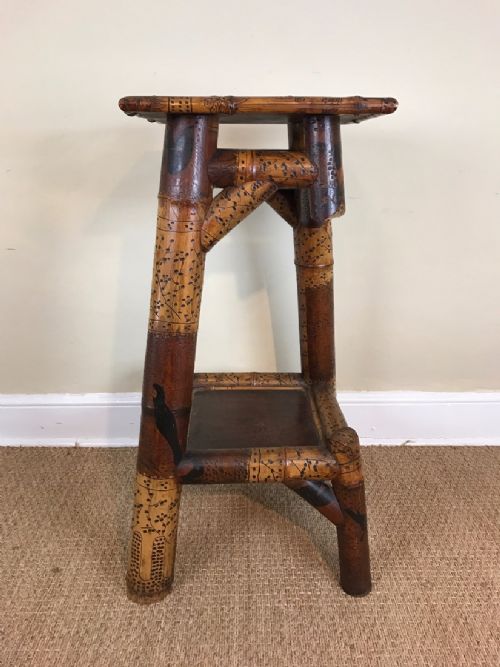 An Unusual Late 19th-century French Bamboo Lacquer Two Tier Stand
