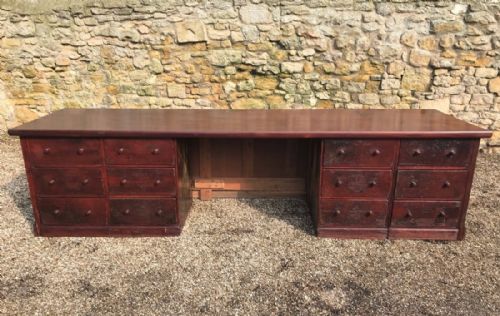 A Large Victorian Mahogany and Pine Shop Counter Circa 1890.