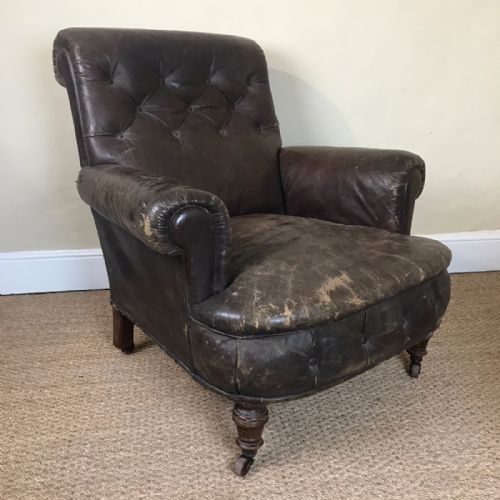 A Late 19th Century French Leather Club Chair Circa 1890