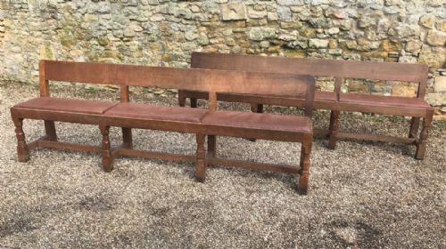 A Very Impressive Pair of Mouseman Oak Hall Seats Circa 1930