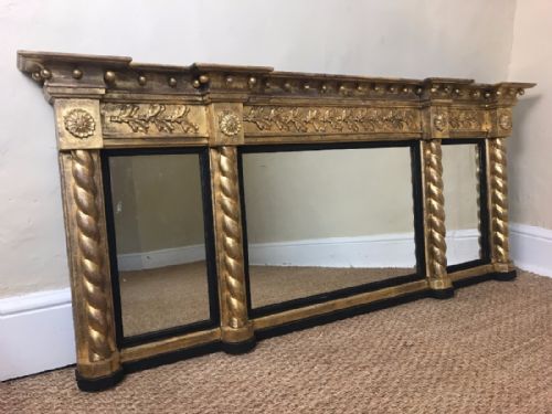 A Regency Gilt Triple Plate Over Mantle Mirror Circa 1820.