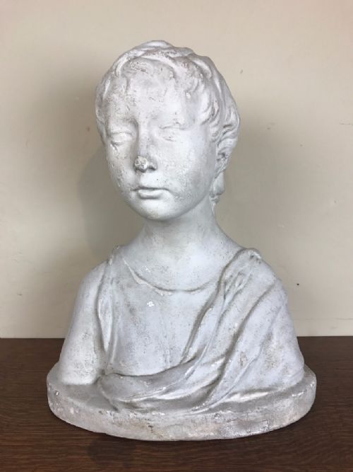 A Late 19th Century Scottish Plaster Head and Shoulders Bust of a Girl