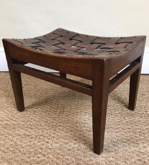 A Simpsons of Kendal Oak and Leather Stool Circa 1920