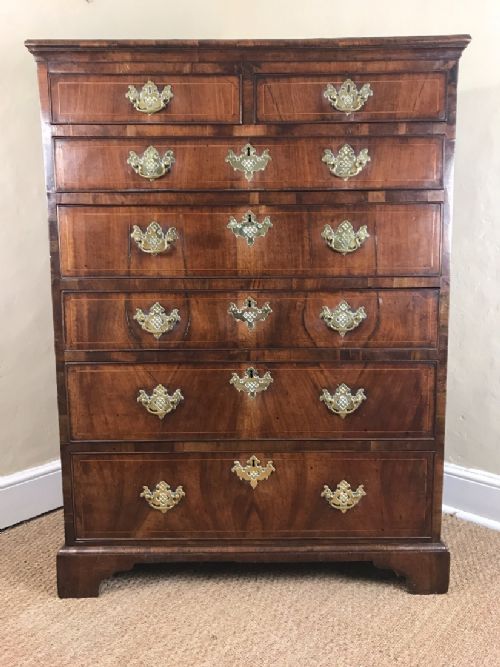 A George 11 Walnut Irish Chest of Drawers Circa 1740