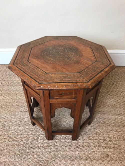 A Late 19th Century Hoshiarpur Brass and Ebony Inlaid Table