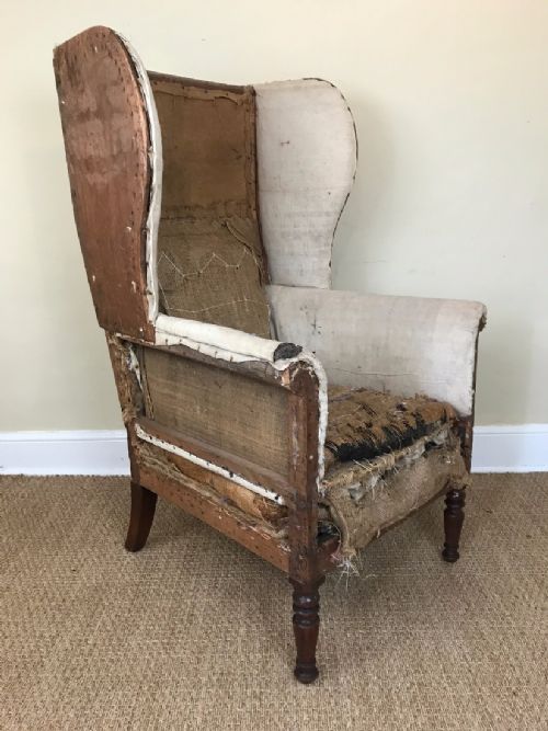 A William IV Oak High Back Wing Library Chair Circa 1835 for Re Upholstery