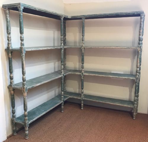 A Set of Regency Painted Pine Corner Shelves C 1830 with the Original Decoration
