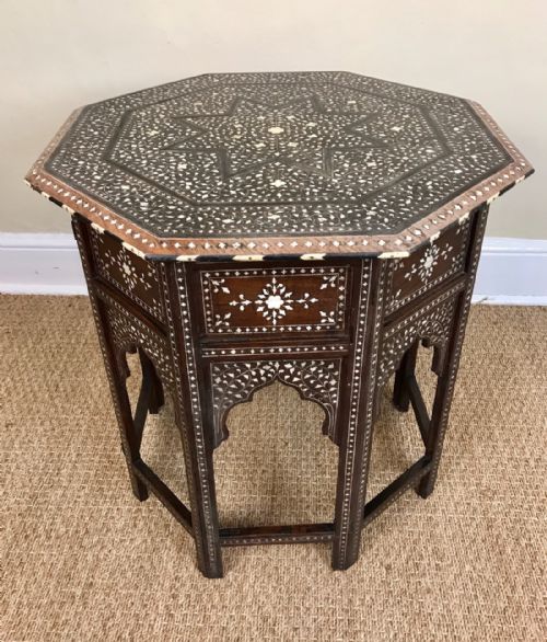 A Large Hoshiarpur Bone Inlaid Table Northern India Circa 1890