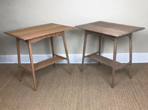A Pair of Aesthetic Movement Oak Two Tier Side Tables Circa 1890 .