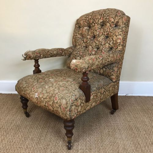 A Victorian Walnut Open Armchair Circa 1870