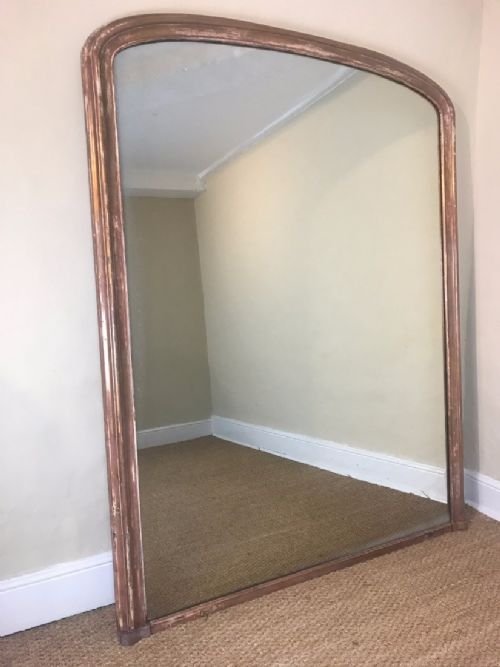 A Large Victorian Arched Gilt Over Mantle Mirror Circa 1870