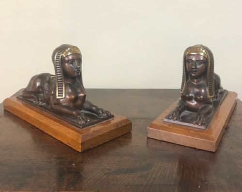 A Pair of Victorian Electrotype Library Models of Sphinxes C 1880