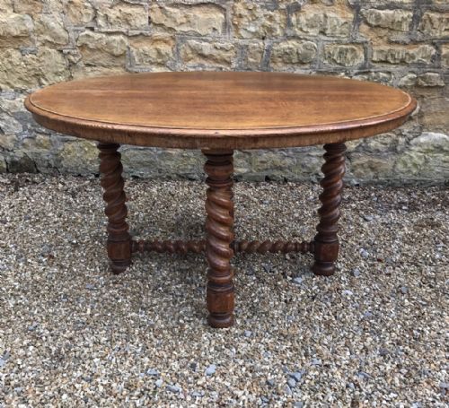 A Victorian Oak Oval Barley Twist Table by C Hindley London C 1870
