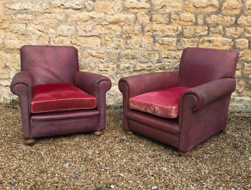 A Large Pair of Edwardian Leather Club Chairs Circa 1910